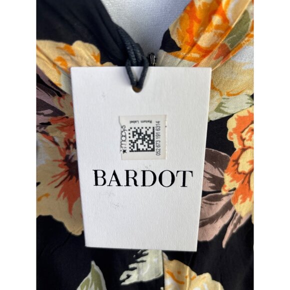 BARDOT Dress Black‎ Hi-lo Hem Spaghetti Strap Midi Party Faux Wrap Flounce Small - Picture 11 of 13